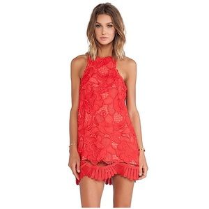 Lovers + Friends Red lace mini dress